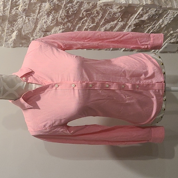 Banana Republic Tops - Banana Republic Dress Shirt Pink Pinstripe, Stretch Cotton